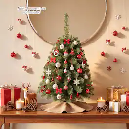 Costway - 3 ft Spruce Fir Christmas Tree with 113 Full Branch Tips, Small Xmas Tree for Home - Light Green