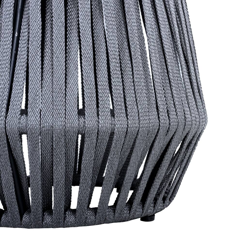 Alt View 4. Loheer - Loheer Outdoor Side Table Acacia Wood Rope Design Teak Finish - Grey.