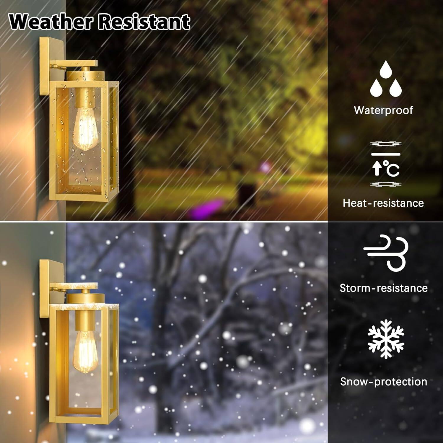 Weather Resistant

- Waterproof
- Heat-resistance
- Storm-resistance
- Snow-protection