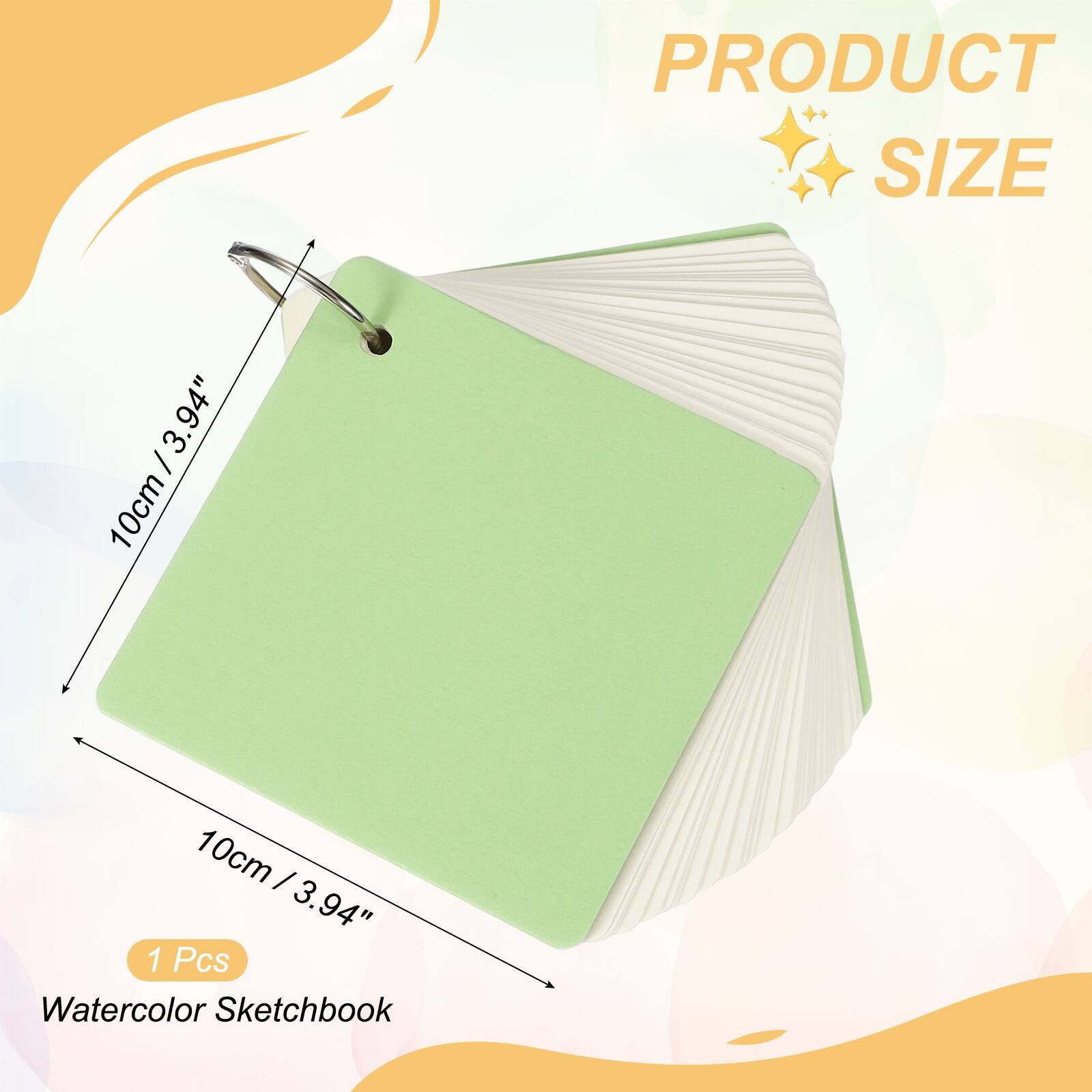 PRODUCT SIZE  
10cm / 3.94" x 10cm / 3.94"  
1 Pcs Watercolor Sketchbook