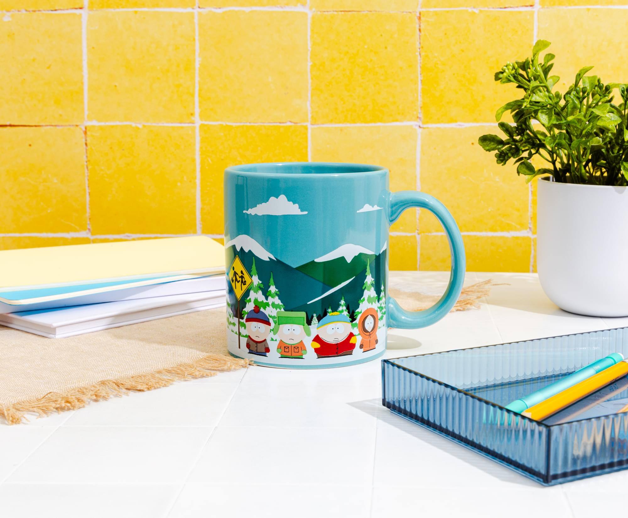 Alt View 3. Silver Buffalo - South Park Bus Stop 20-Ounce Ceramic Mug - Blue.