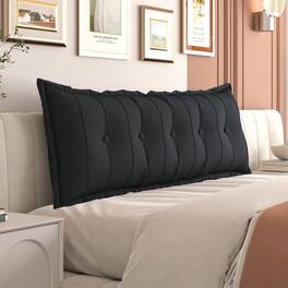 wowmax - Queen Headboard Pillow Bed Reading Pillow with Removable Cover - Black