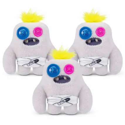 Front. Fuggler - Pack of 3 Zuru Fuggler Baby Fugg Series 3 Sasquooch 3.5 Inch Plush Toy - White.