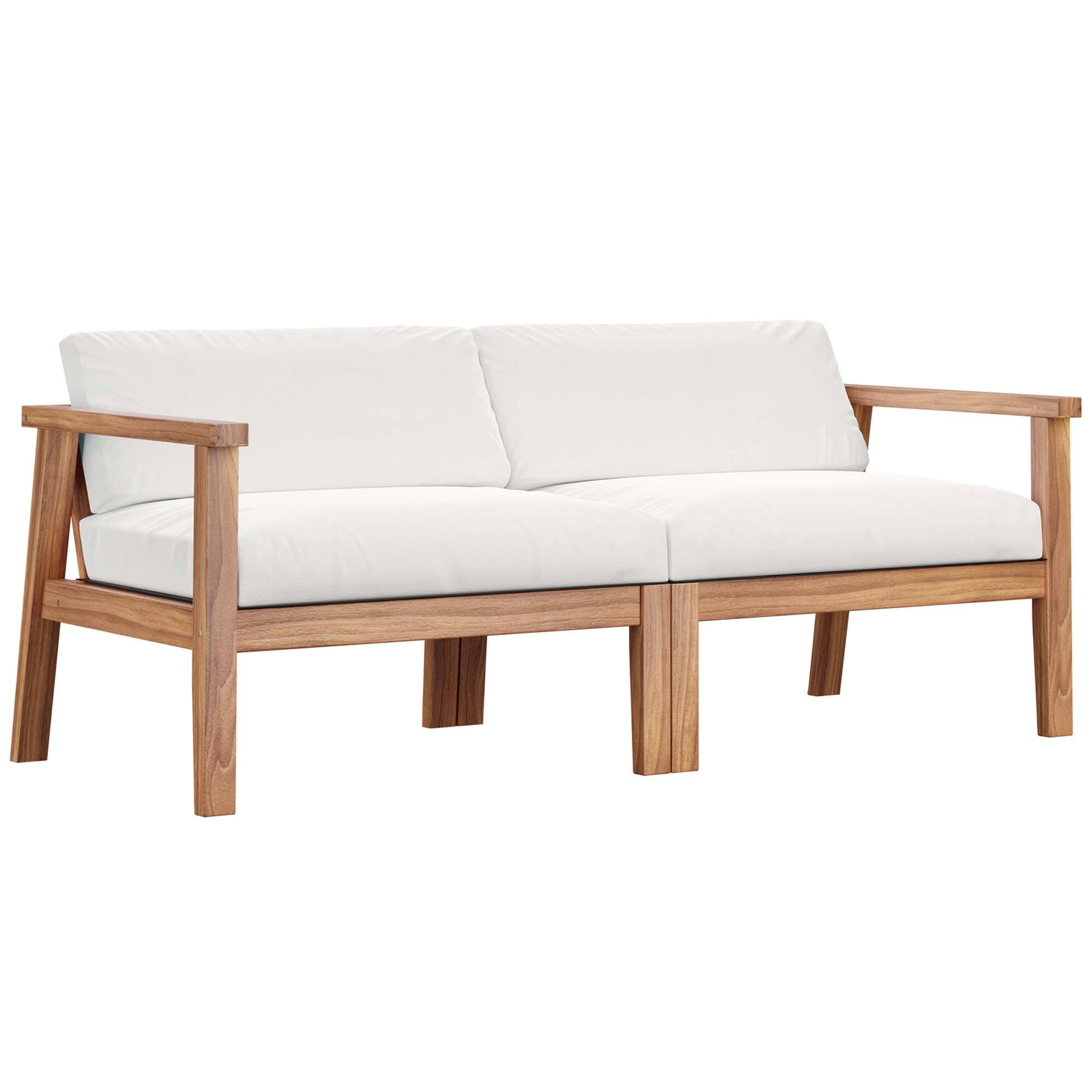 Angle. Modway - Bayport Outdoor Patio Teak Wood 2-Seater Loveseat by Modway - Natural White.