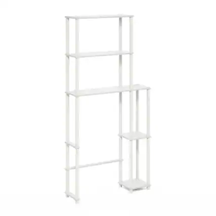 Front. Furinno - Turn-N-Tube Toilet Space Saver with 5 Shelves - White/White.