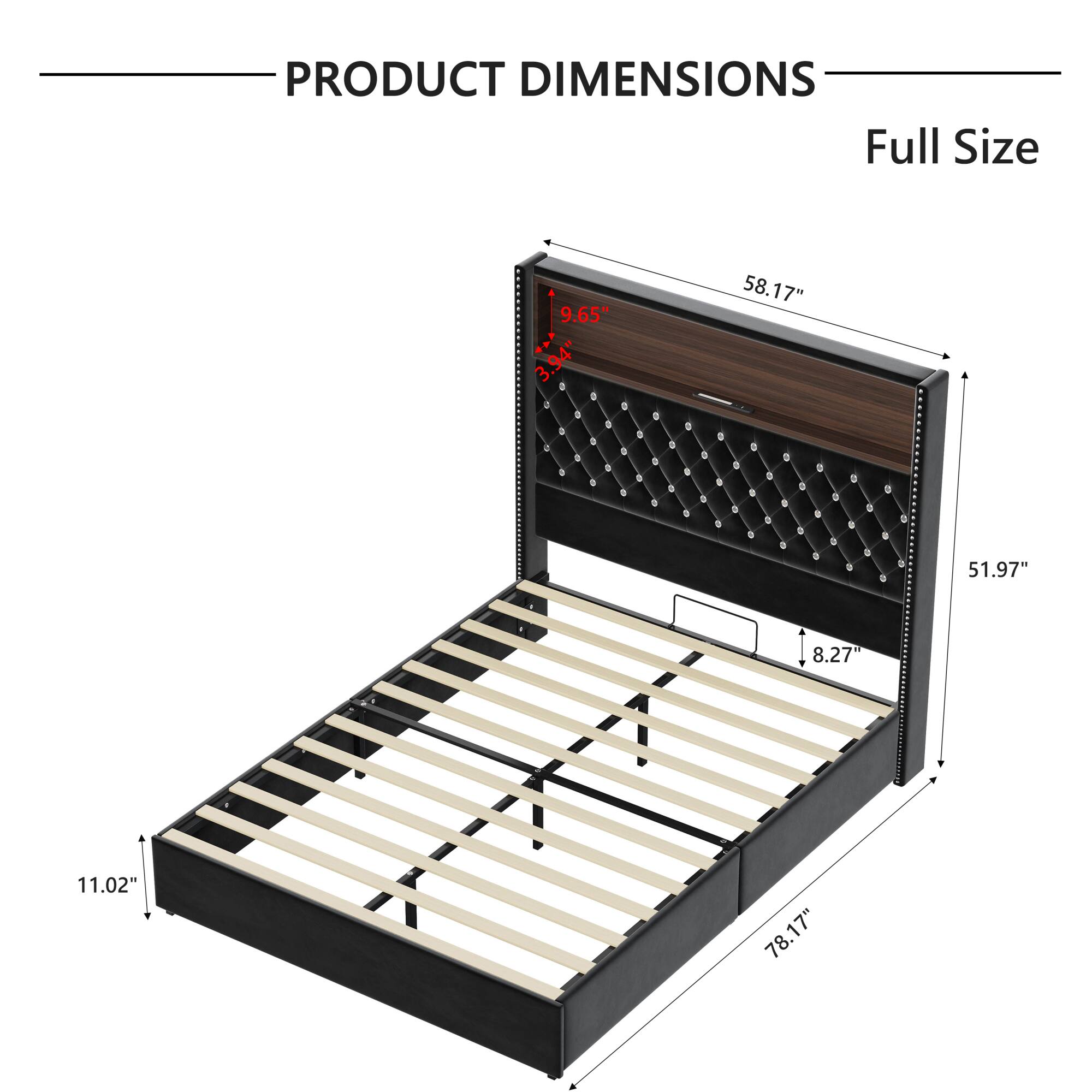 PRODUCT DIMENSIONS  
Full Size  
9.65" x 3.94" x 58.17" x 51.97" x 8.27" x 11.02" x 78.17"