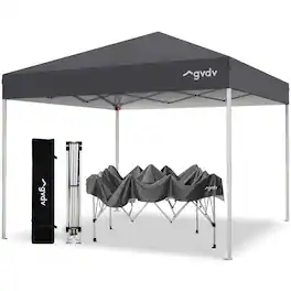 GVDV - Canopy Tent, 10x10 ft Easy Pop up Outdoor Canopy Tent, Portable Straight Leg Gazebo Instant Canopy - Dark Gray