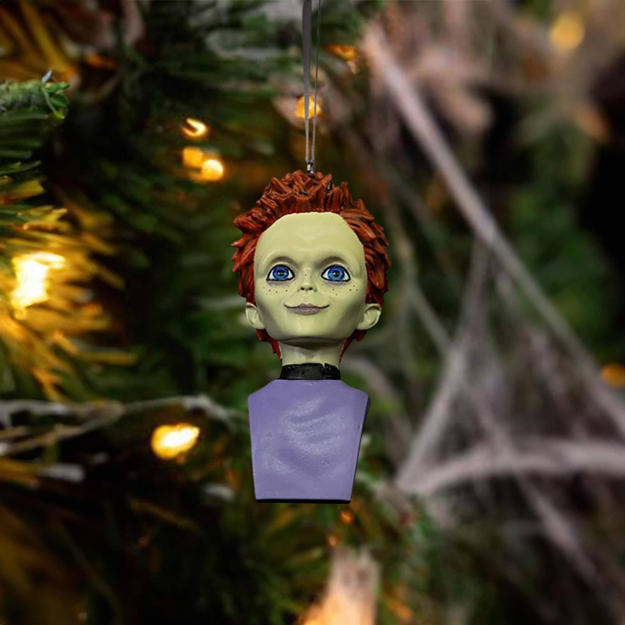 Alt View 1. Trick or Treat Studios - Seed of Chucky Holiday Horrors Ornament | Glen Bust - Purple.