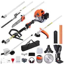 JETRANSPORT - 5-in-1 26cc 2 Cycle Gas Dual Sided Hedge Trimmer Weed Eater String Edger Pole Chainsaw Pruner With Epa Ce And - 26cc 7-in-1 Gas Hedge Trimmer, Weed Eater, St