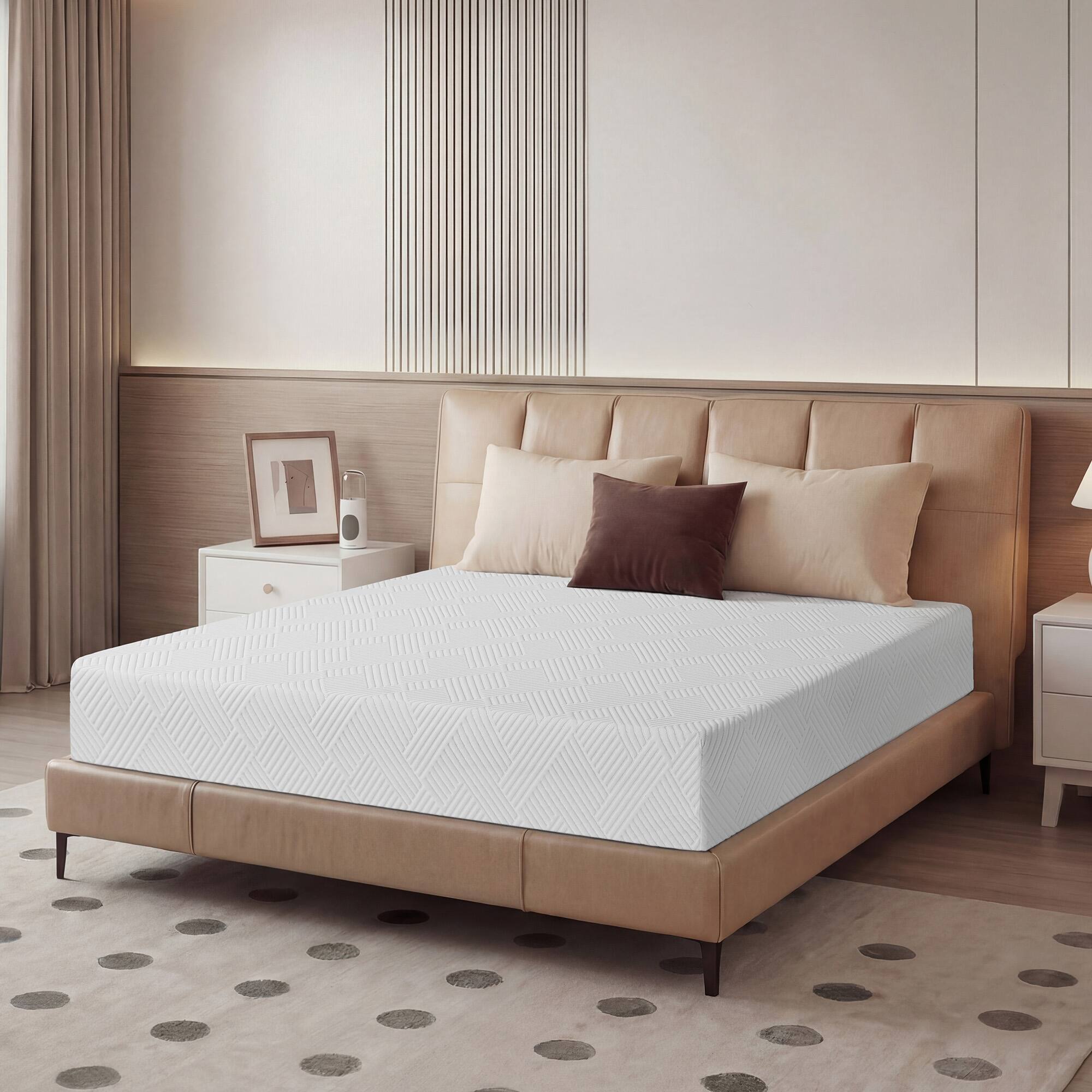 Angle. Vipbear - Firm Memory Foam Mattress in a Box for Back Pain with Gel Foam/ Washable Fiberglass-Free Cover, CertiPUR-US Certified - 8 inch.