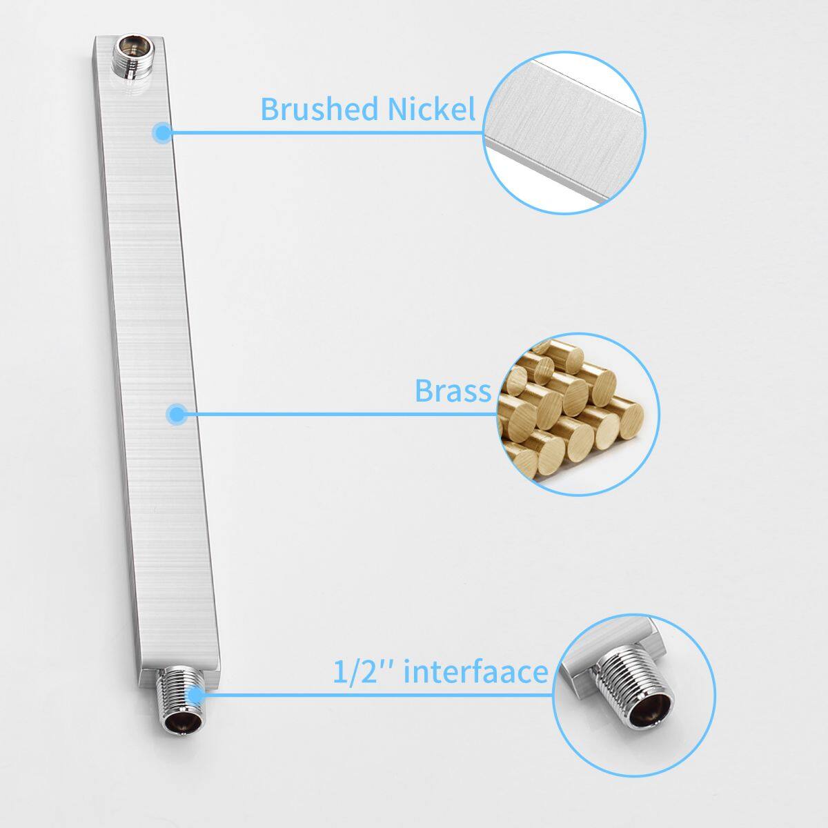 Brushed Nickel  
Brass  
1/2" interface