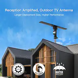 Winado - Outdoor Amplified TV Antenna 1080P 4K HDTV 20±3dB UHF/VHF Digital 350°Rotation(Does not include the support rod) - Black
