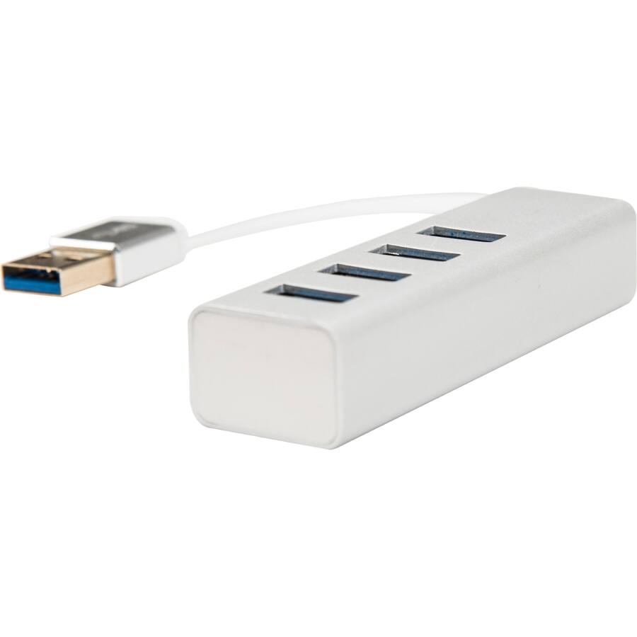 Alt View 3. Rocstor - Rocstor Premium Portable 4 Port SuperSpeed Mini USB 3.0 Hub - Aluminum Silver - USB - External - 4 USB Ports Female - 4 - Aluminum Silver.