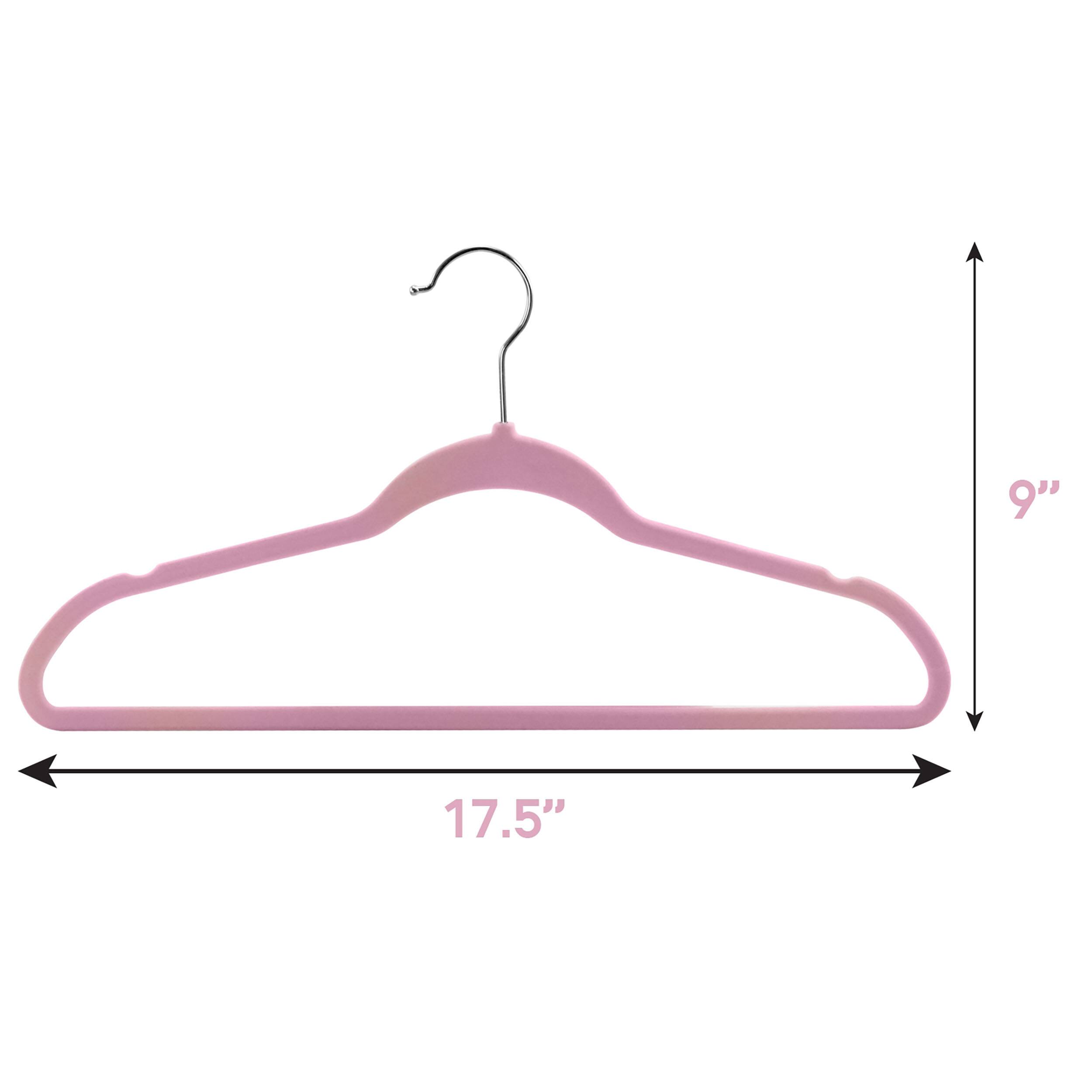 Alt View 1. Elama - Elama Home 100 Piece Velvet Slim Profile Heavy Duty Felt Hangers with Stainless Steel Swivel Hooks in Pink - Pink.