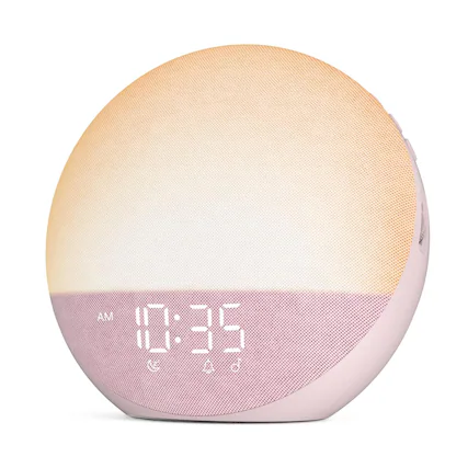 Front. Dazzed Corner - Sunrise Alarm Clock with White Noise, Bluetooth Speaker - Pink.