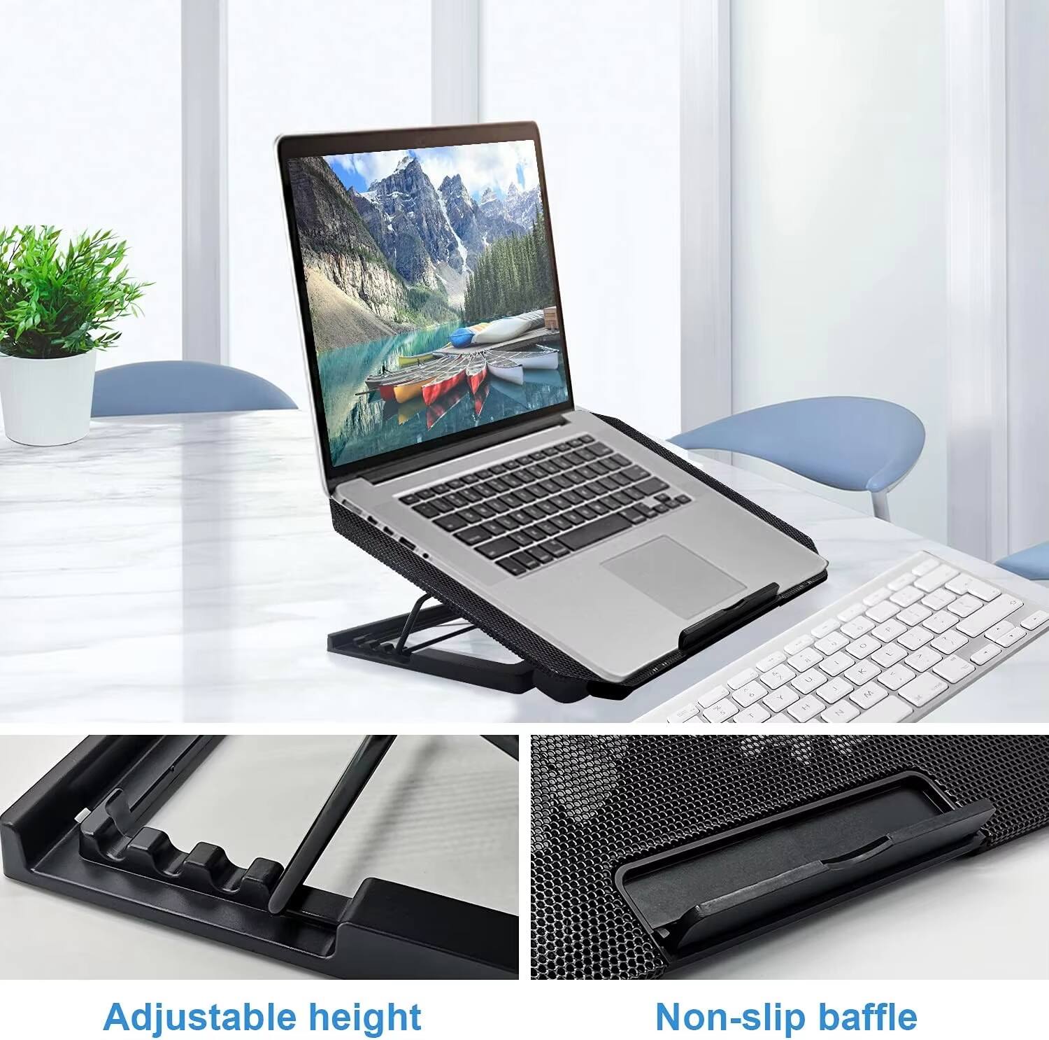 - "1 & - o m - 4 a + th % Adjustable height Non-slip baffle"

Corrected text:
- "1 & - o m - 4 a + th % Adjustable height Non-slip baffle"