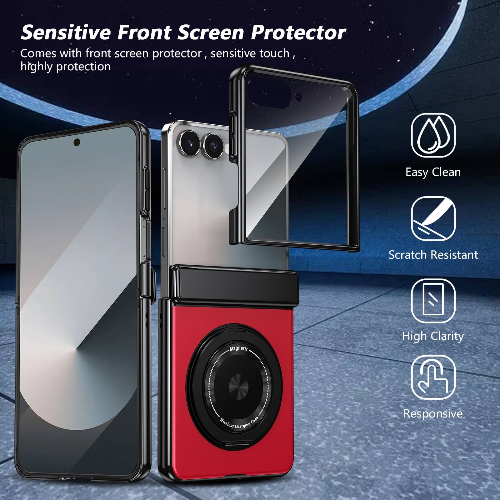 Sensitive Front Screen Protector  
Comes with front screen protector, sensitive touch, highly protection  

Easy Clean  
Scratch Resistant  
High Clarity  
Responsive