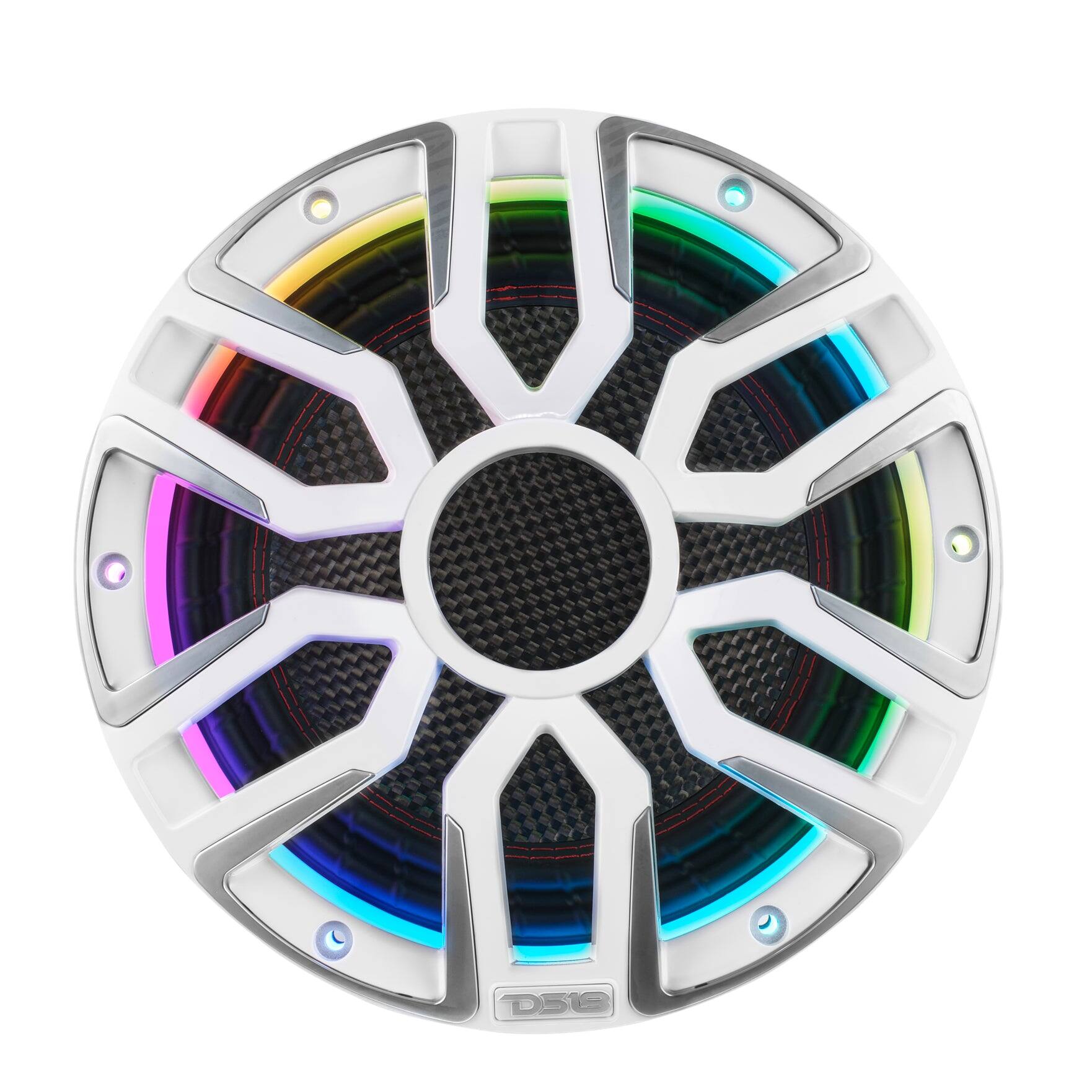 Alt View 2. DS18 Audio - 10" Marine Subwoofer With Carbon Fiber Cone, Neodymium Magnet and Digital LED Lights | 600W RMS 4-Ohm - White - White.