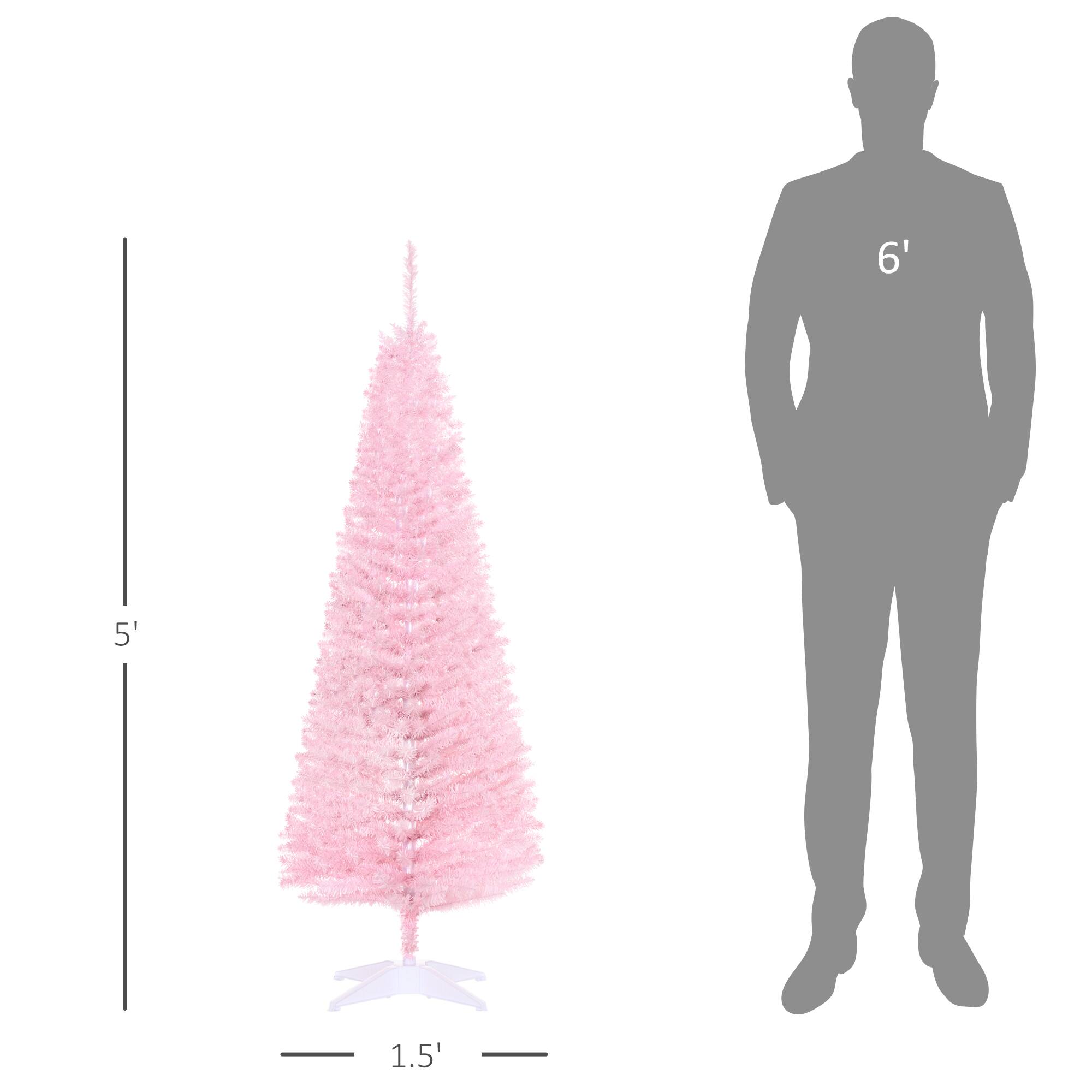 Alt View 2. Homcom - Artificial Pencil Christmas Tree, Slim Xmas Tree with 294 Realistic Branch Tips and Plastic Stand - pink.
