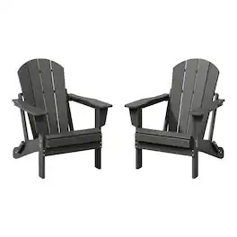 WestinTrends - Malibu Outdoor HDPE Folding Poly Adirondack Chairs (Set of 2) - Gray