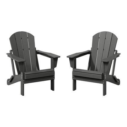 Front. WestinTrends - WestinTrends Malibu Outdoor HDPE Folding Poly Adirondack Chairs (Set of 2) - Gray.