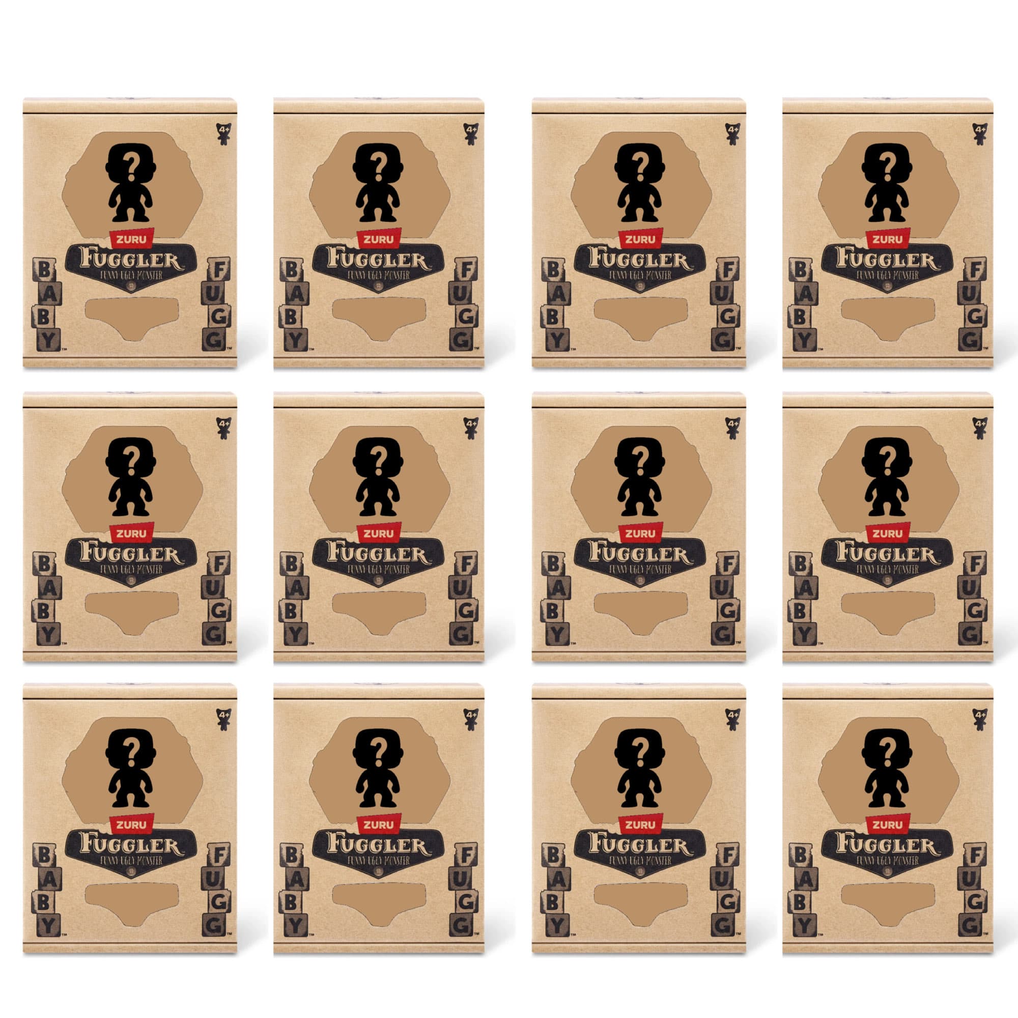 Pack of 12 Zuru Fuggler Baby Fugg 3.5 Inch Plush Toy Mystery Random Assortment - Black