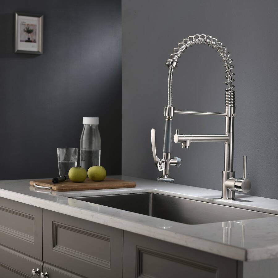 Contemporary Single Handle Gooseneck Pull Down Sprayer Kitchen Faucet ...