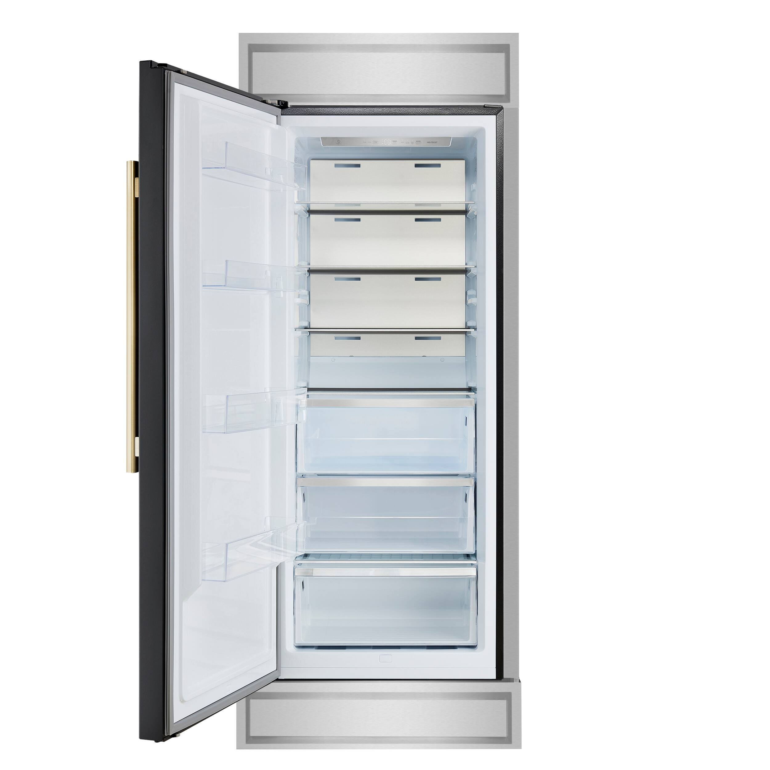 Alt View 1. Forno Appliances - Maderno 13.6 Cu. Ft. Built-In Convertible Refrigerator-Freezer with Left Swing Door and Smooth Decorative Grill - Black/Silver.