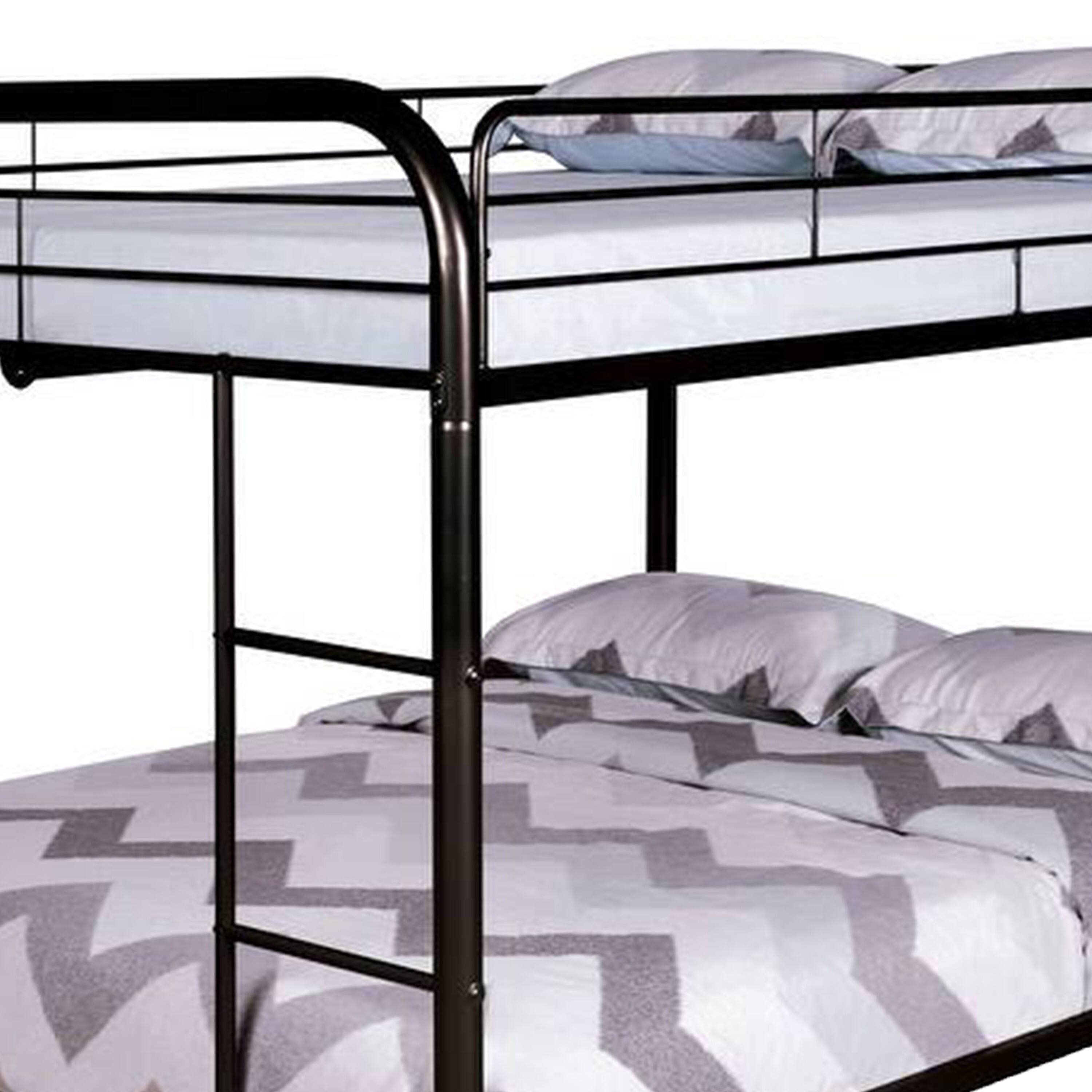 Alt View 1. Manhattan Lane - Fegy Full Over Full Bunk Bed, Ladder and Rails, Black Metal Frame - Black.
