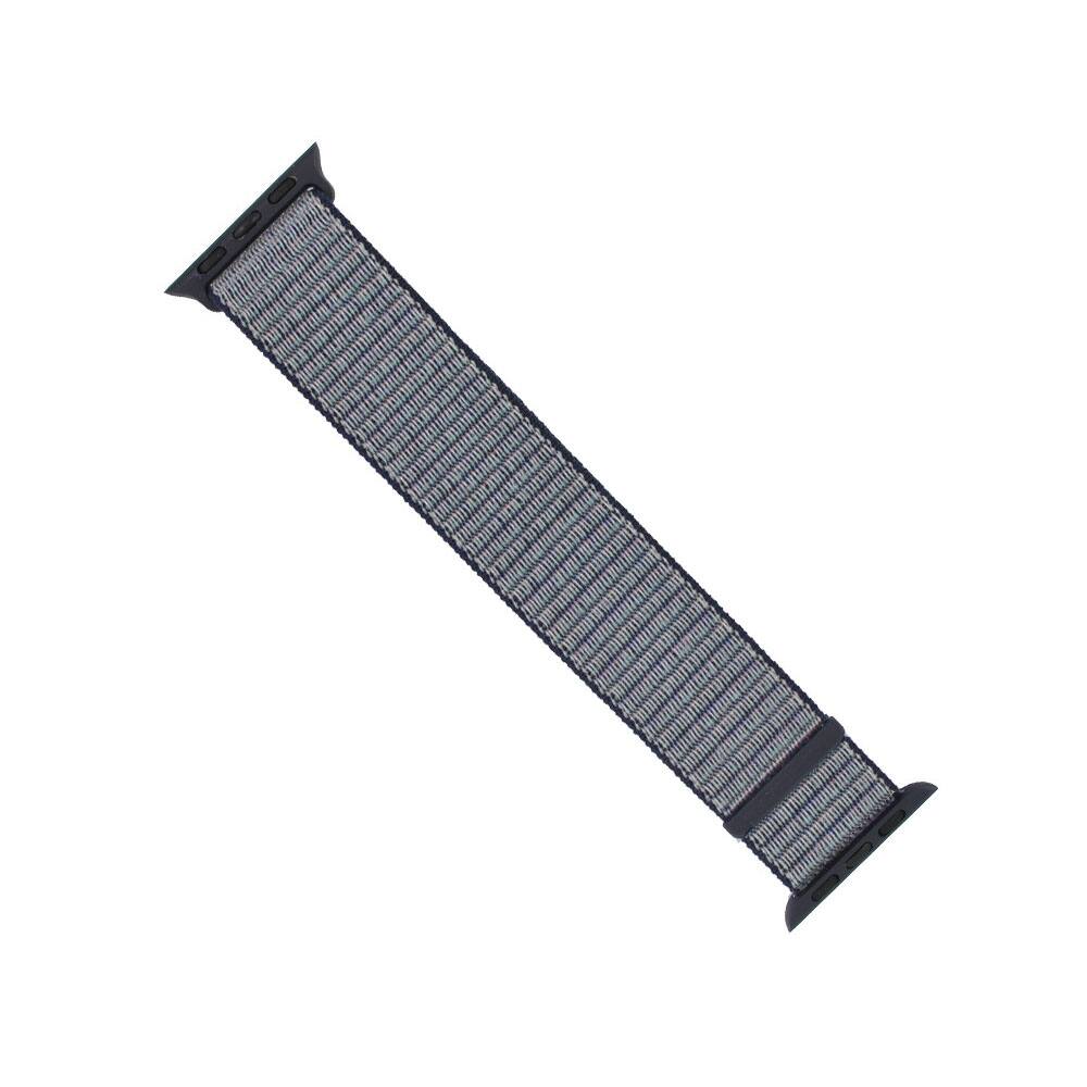Left. StrapsCo - Everyday Comfort Nylon Watch Band For Apple Watch - 44mm/45mm/46mm/49mm - Navy Blue & Grey.