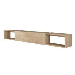 FurniFact - Modern Oak Wall-Mounted TV Stand for 75 Inch Flat Screen with Engineered Wood - Beige