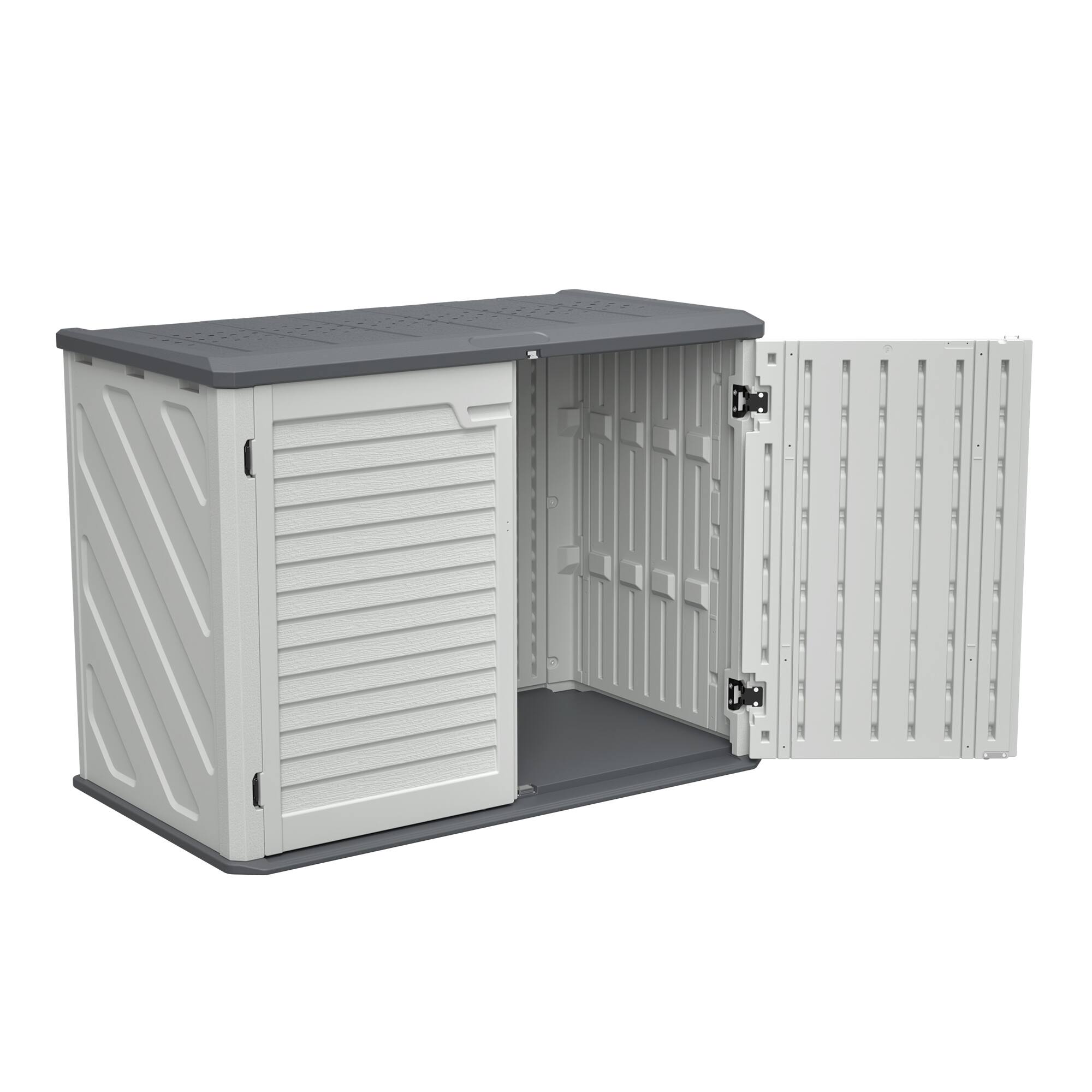 Alt View 9. Loheer - Loheer Horizontal Storage Shed 28 Cu.ft Waterproof HDPE Outdoor Storage Cabinet Lockable Deck Box for Patio White.