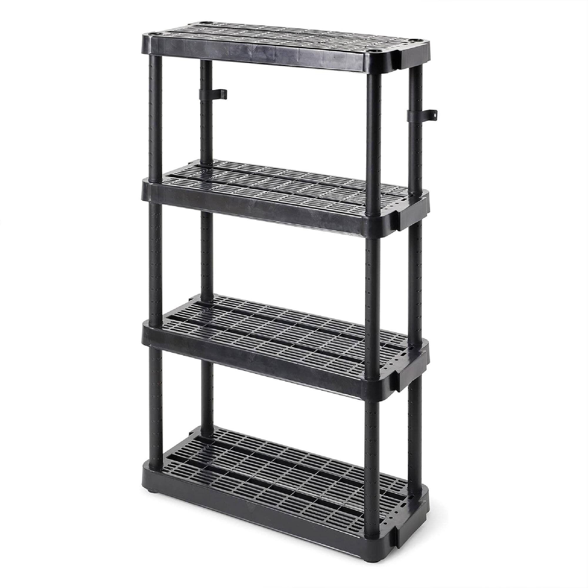 Front. Gracious Living - Gracious Living 4 Shelf Adjustable Height Ventilated Medium Duty Storage, Black - Black.
