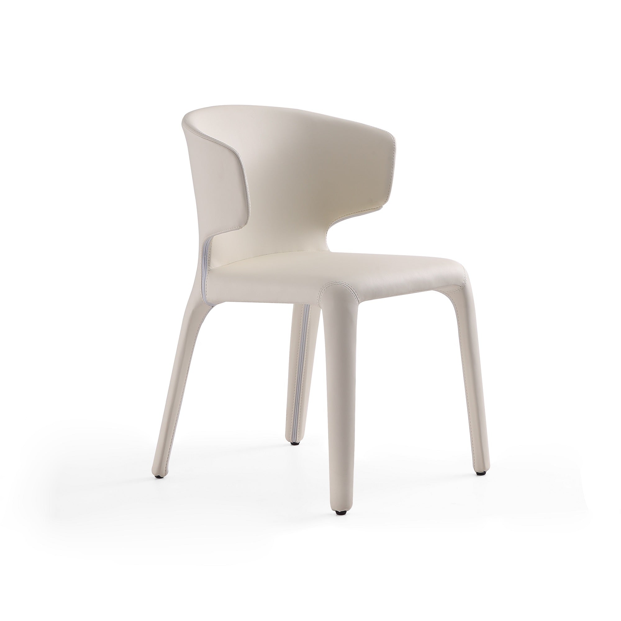 Back. Manhattan Comfort - Conrad Mid-Century Modern Upholstered Dining Chair - Set of 2 - Cream.