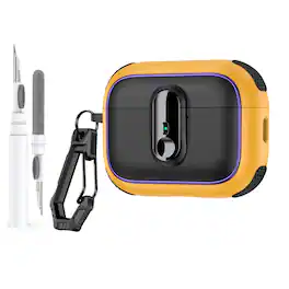 Dteck - Case For Airpods Pro 3rd Gen (2025) Shockproof Drop Protection Safe Lock Cover With Cleaning Pen & Keychain - Yellow