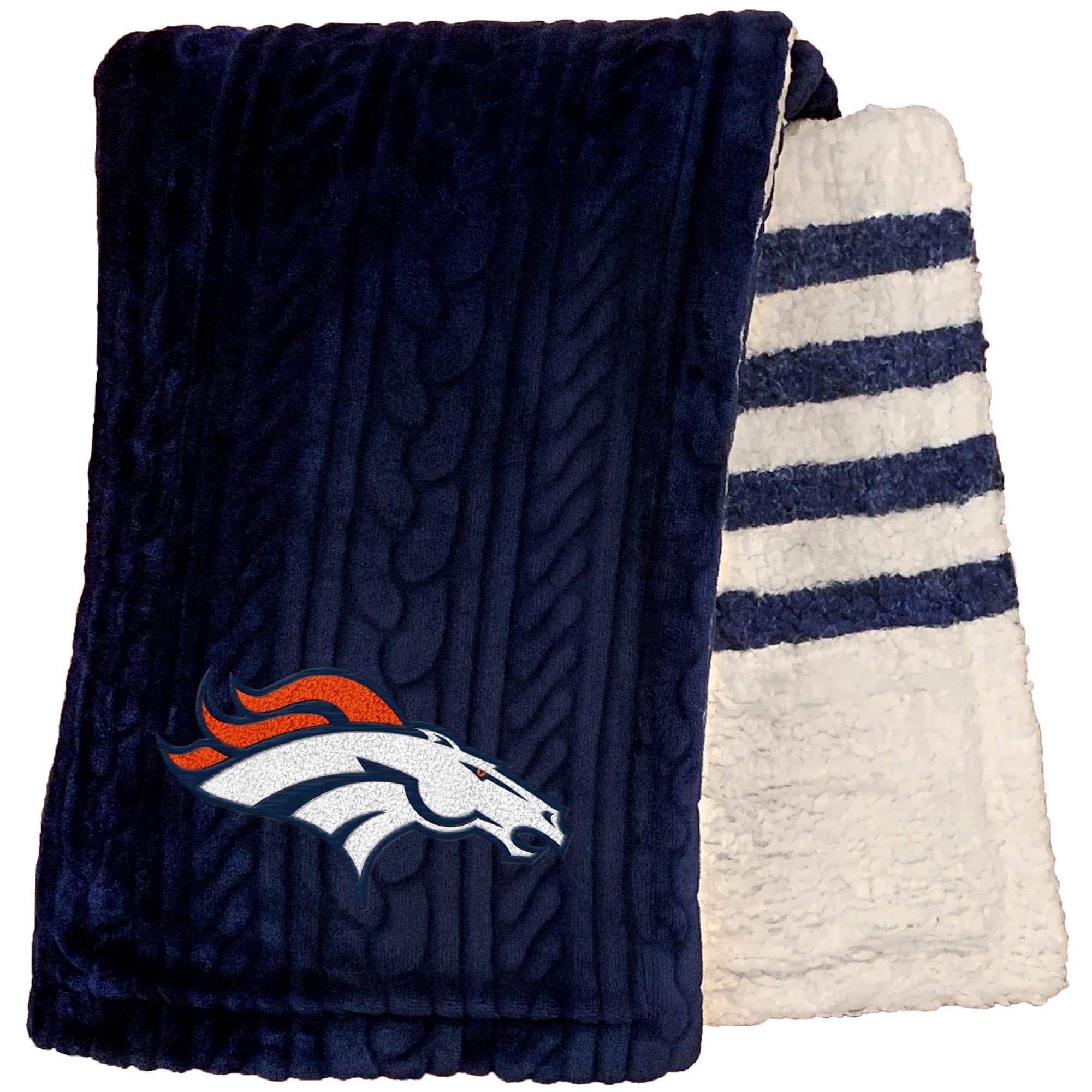 Pegasus - 60'' x 70'' Cable Knit Sherpa Stripe Plush Blanket - Multicolor