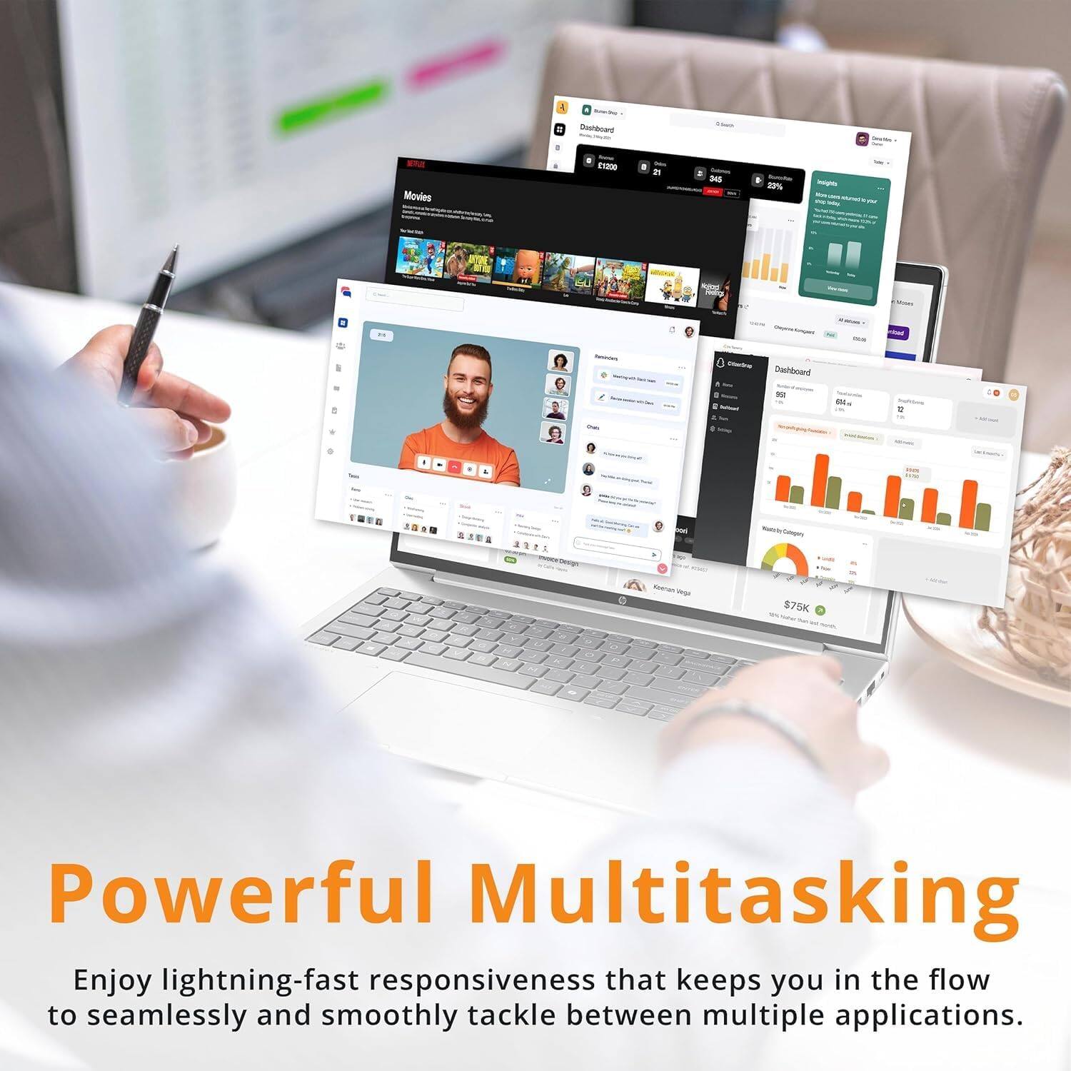 Powerful Multitasking

Enjoy lightning-fast responsiveness that keeps you in the flow to seamlessly and smoothly tackle between multiple applications.