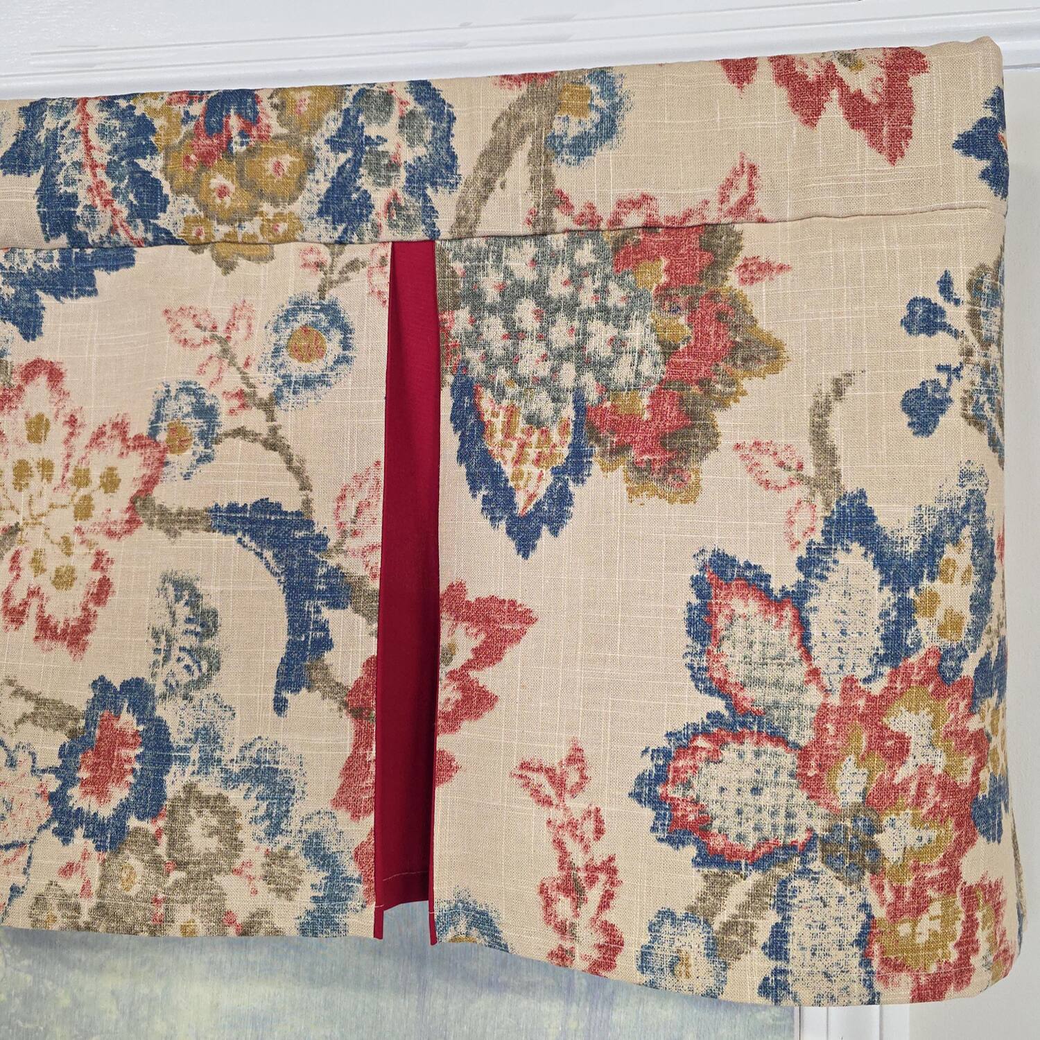 Back. RLF Home - RLF Home Silvia Pleated Window Valance 100% Cotton Rod Pocket 50" x 17" Multi - Multi.