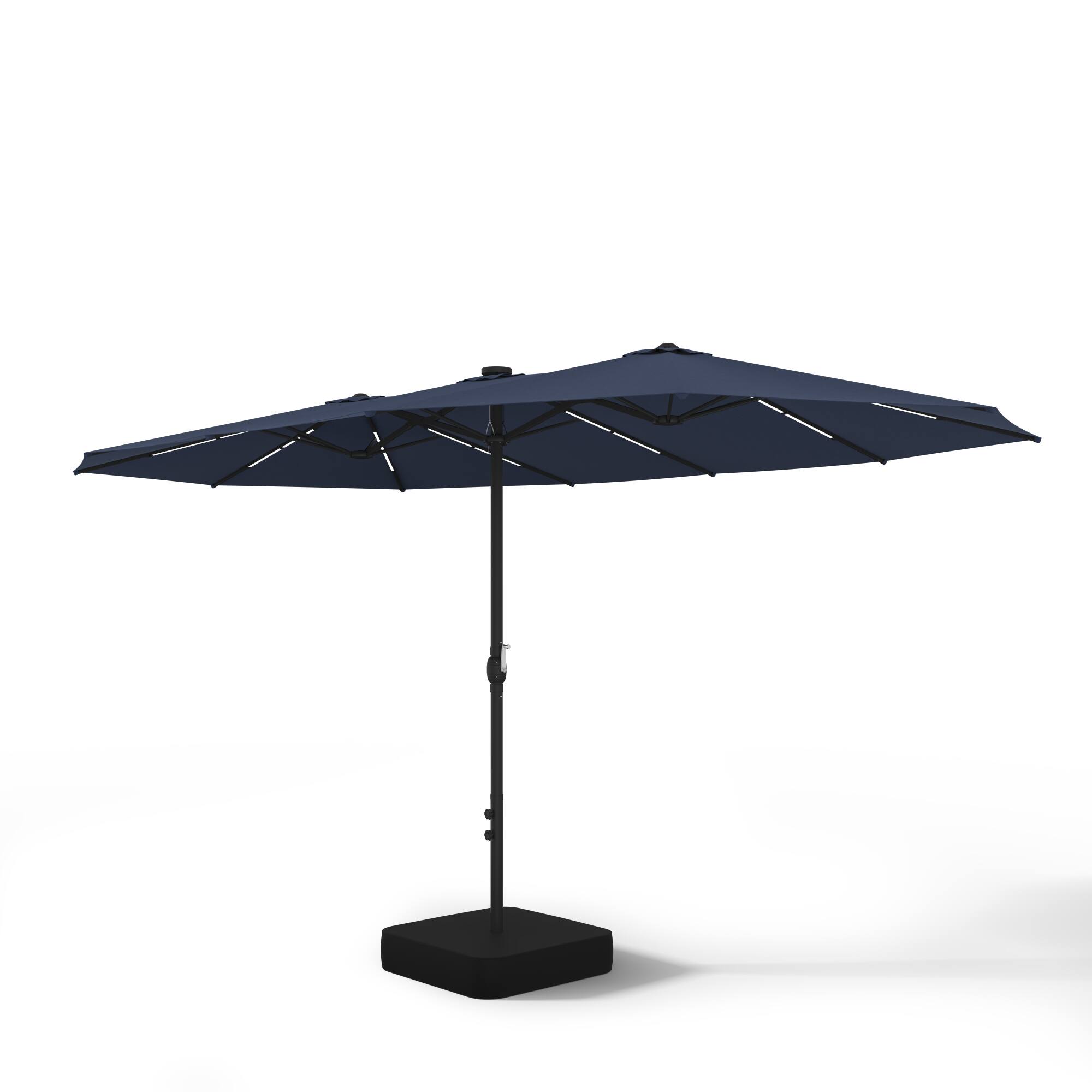 Alt View 9. Famapy - Double Top Patio Umbrella with LED Lights Outdoor Market UmbrellaLarge Twin Canopy Deck Umbrella for Patio Garden - Navy blue.