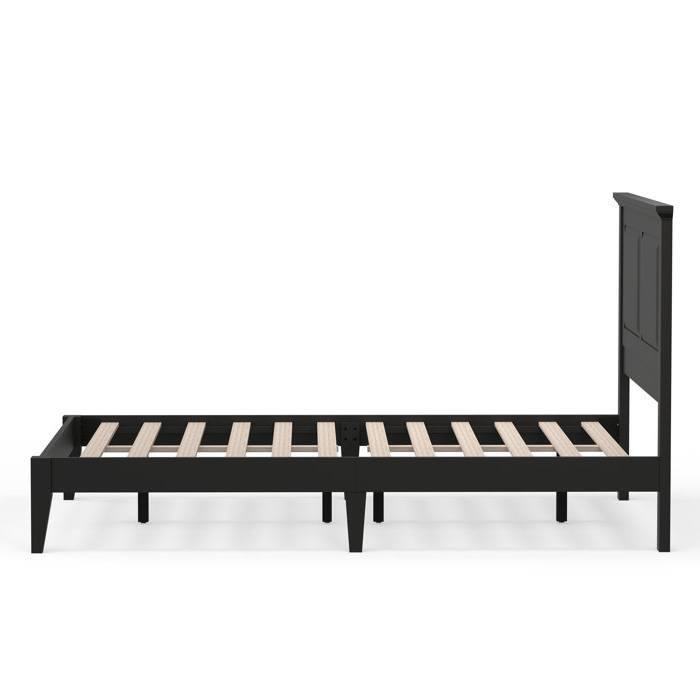 Alt View 1. Hivvago - Hivvago Full Traditional Solid Oak Wooden Platform Bed Frame with Headboard - Black.