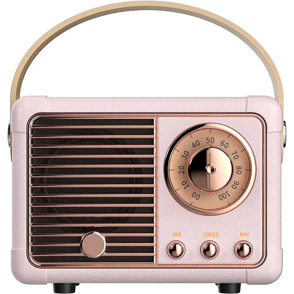 Front. ACJPR - Retro Bluetooth Speaker, Mini Wireless Vintage Design, Cute Pink Decor.