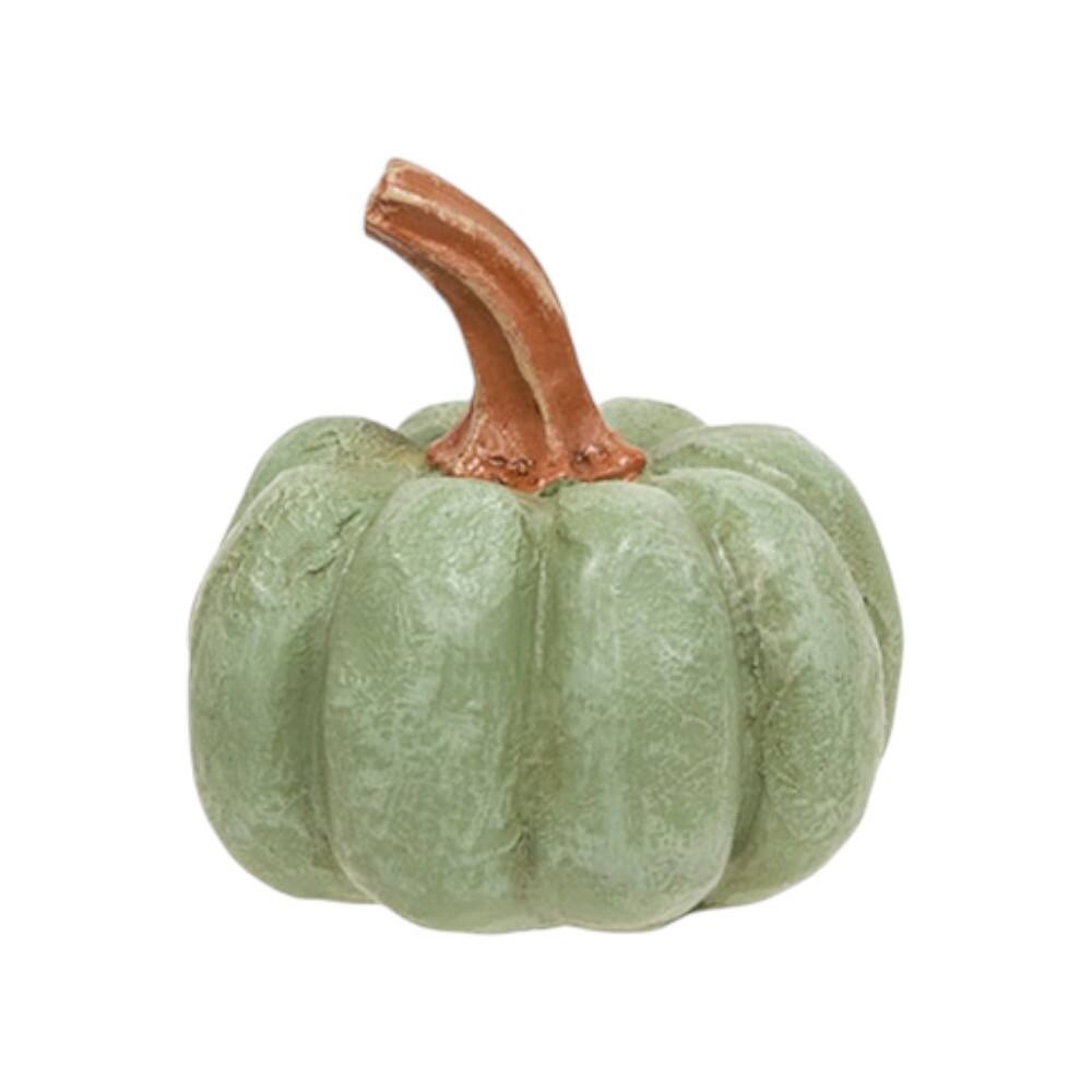 Back. BreeBe - Resin Carved Look Pumpkin - 2.5"H - 3 Asstd. - Orange, White, Green.