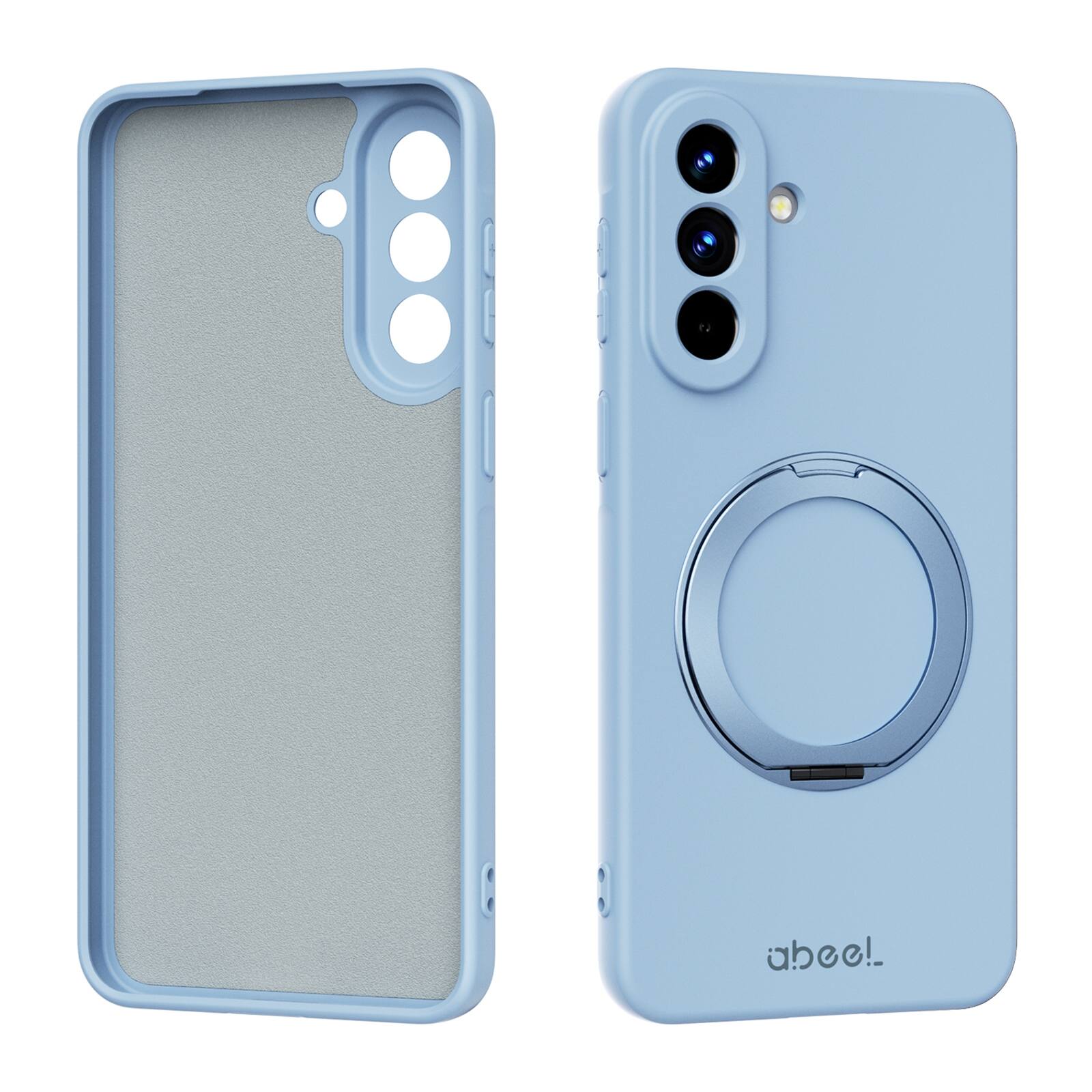 Angle. UUCOVER - For Samsung Galaxy A37 5G Case Shockproof Liquid Silicone Compatible with MagSafe Ring Holder 360° Rotating Stand Cover - Skyblue.