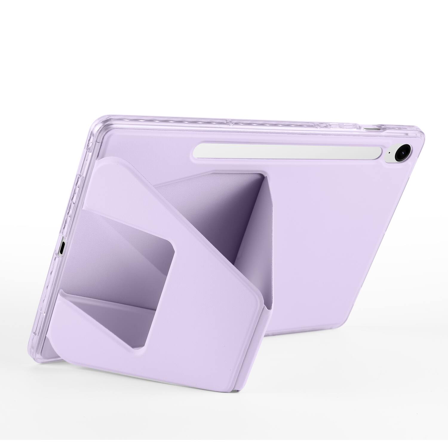 Alt View 1. Dteck - Slim Faux Leather Case for Samsung Galaxy Tab S10 FE / S10 / S9 / S9 FE,Soft Silicone Bumper Shell with Foldable Stand - Purple.