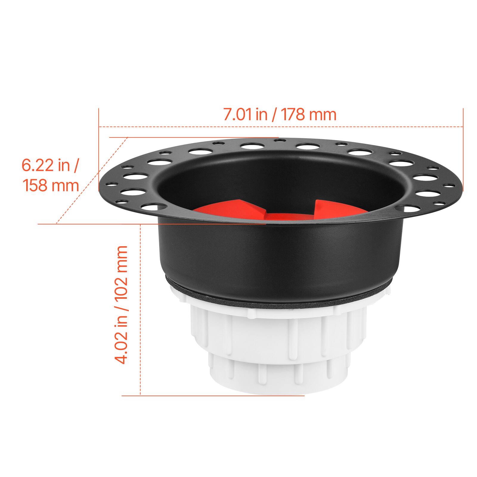 7.01 in / 178 mm  
6.22 in / 158 mm  
4.02 in / 102 mm