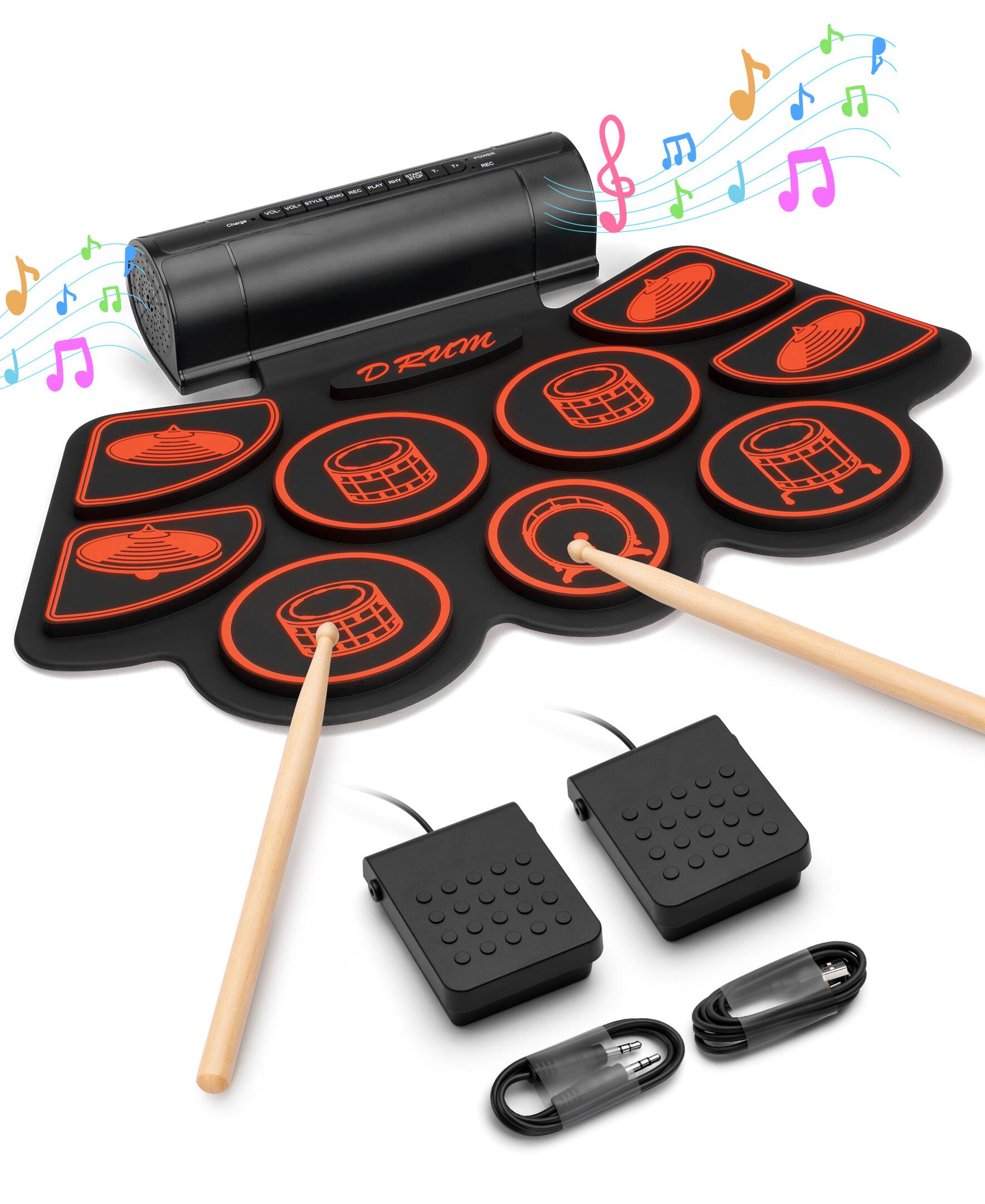 Sugift Kids Roll Up Electronic Drum Set with Speakers, Headphone 