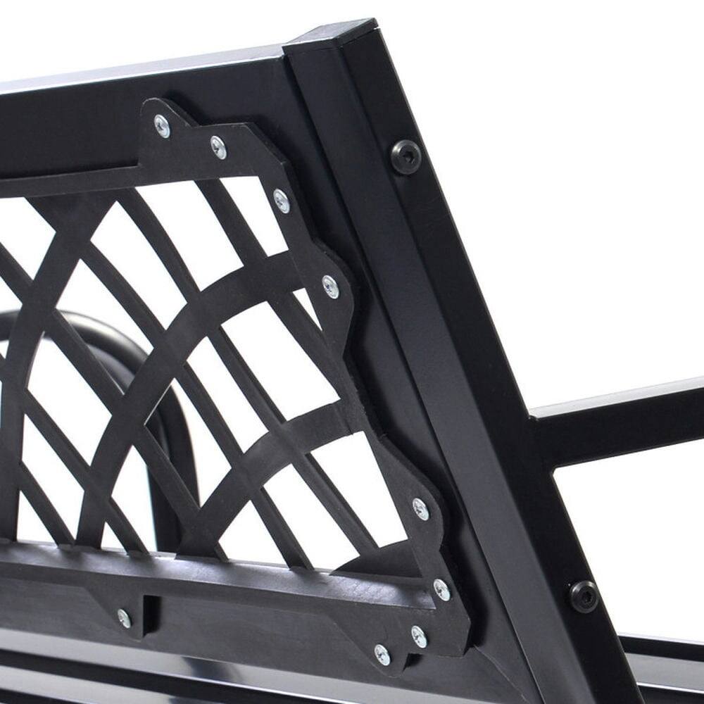Alt View 5. Pefilos - Bench Deck with Comfortable Backrest, Patio Metal Slats Seat, Ergonomic Bench with Long-Lasting Steel Frame for Outdoor - Black.