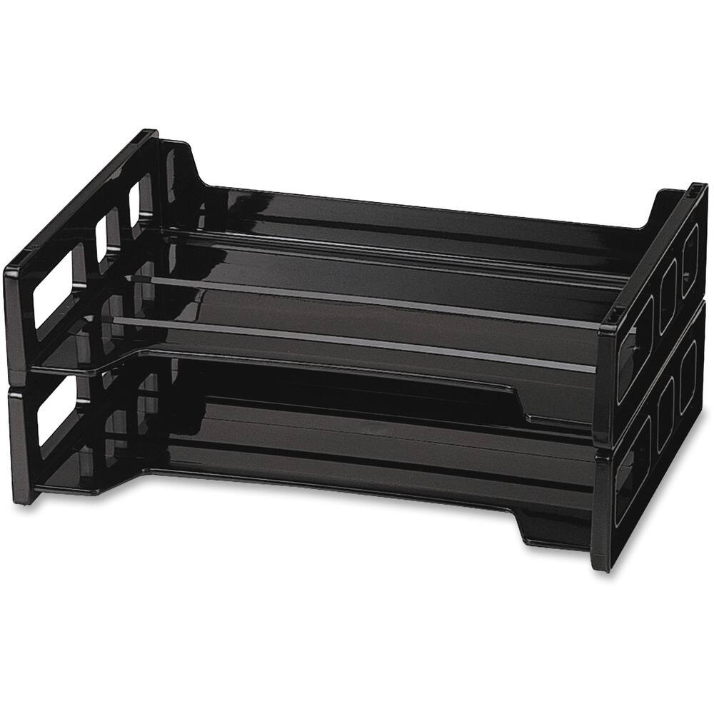 Front. Officemate - Officemate Side Load Letter Tray - 2.75" Height x 13.18" Width x 9" Depth - Desktop - Stackable Durable - Black - Plasti.