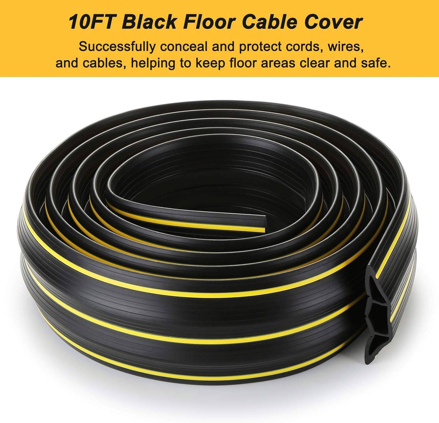 10FT Black Floor Cable Cover

Successfully conceal and protect cords, wires, and cables, helping to keep floor areas clear and safe.