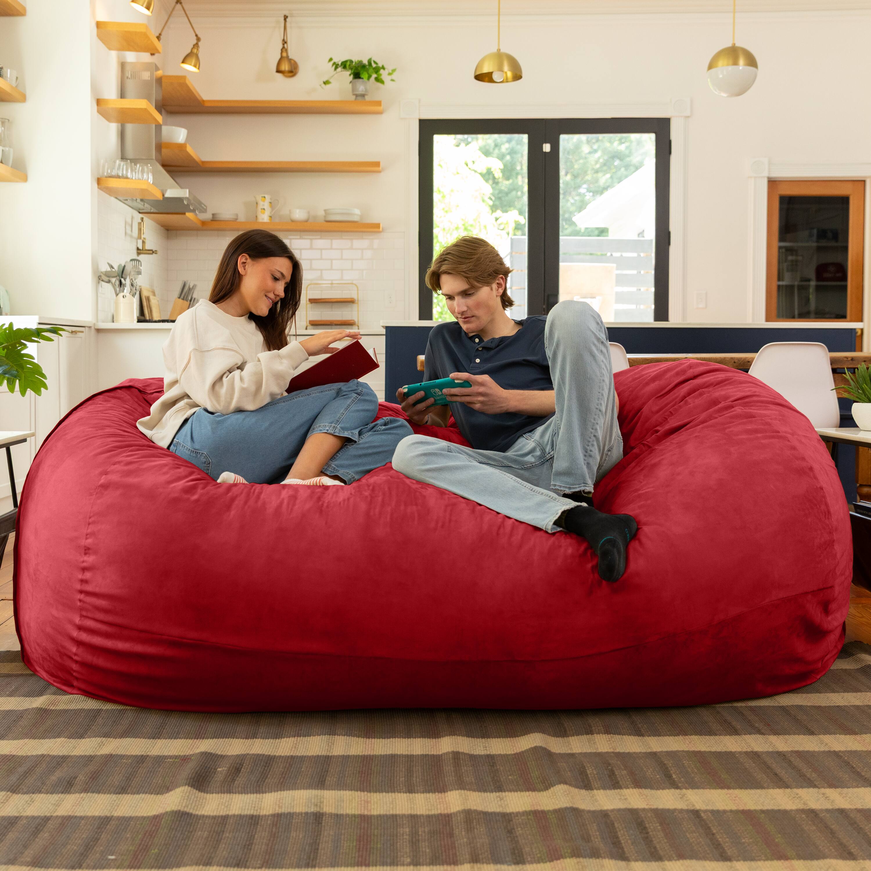 Alt View 1. Jaxx - Jaxx 7 Foot Giant Bean Bag Sofa, Cinnabar - Cinnabar.